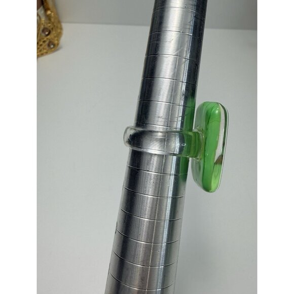 Murano Glass Ring Green Gold Flecks Rectangular Statement Ring Size 8 Pretty - Picture 4 of 10